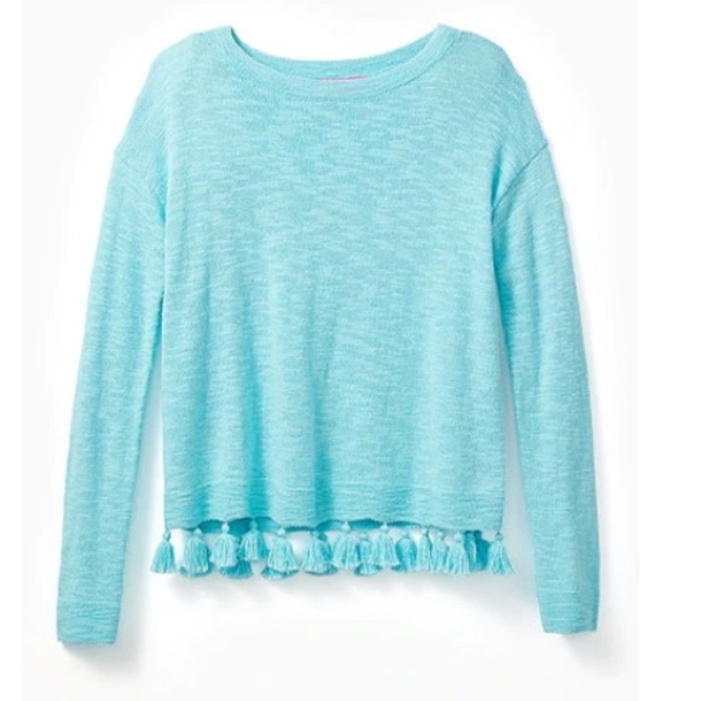 Lilly Pulitzer Aqua Tassel Sweater womens medium